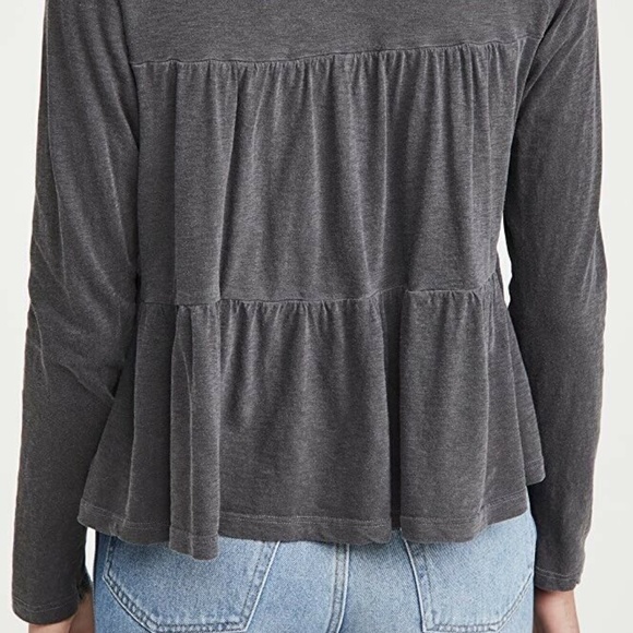 🥳B-DAY SALE❤️NWT SUNDRY Charcoal Tiered Long Sleeve Top 3/L - Picture 6 of 11